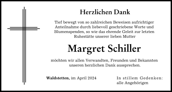 Traueranzeige von Margret Schiller von Günzburger Zeitung