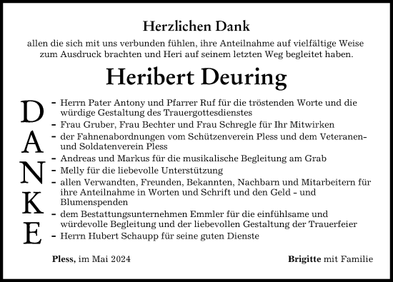 Traueranzeige von Heribert Deuring von Illertisser Zeitung