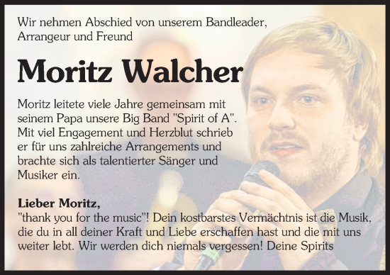 Traueranzeige von Moritz Walcher von Augsburger Allgemeine