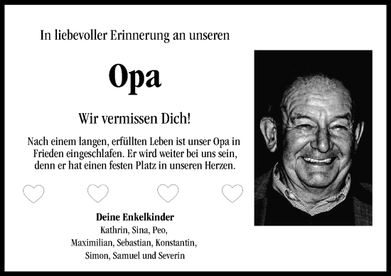 Traueranzeige von Opa  von Günzburger Zeitung