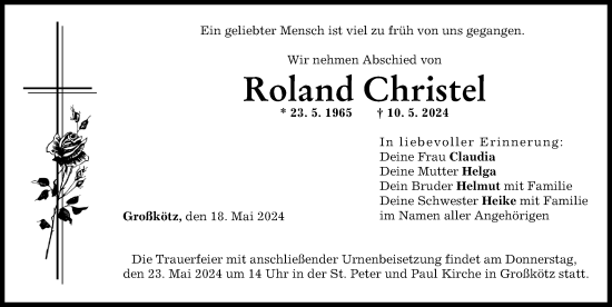 Traueranzeige von Roland Christel von Günzburger Zeitung