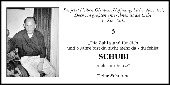 Traueranzeige von Schubi  von Donauwörther Zeitung