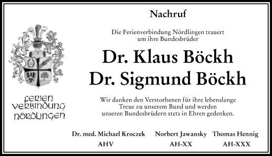 Traueranzeige von Sigmund Böckh von Rieser Nachrichten