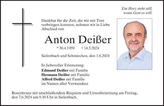 Traueranzeige von Anton Deißer von Aichacher Nachrichten