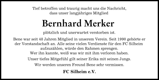 Traueranzeige von Bernhard Merker von Günzburger Zeitung