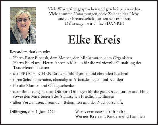 Traueranzeige von Elke Kreis von Donau Zeitung