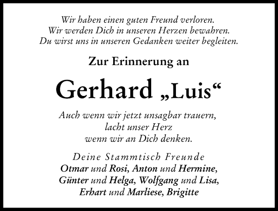 Traueranzeige von Gerhard  von Neu-Ulmer Zeitung