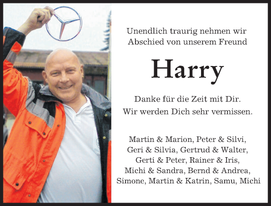 Traueranzeige von Harry  von Augsburger Allgemeine