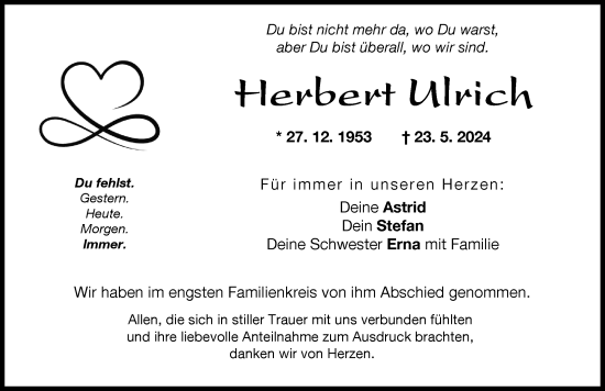 Traueranzeige von Herbert Ulrich von Günzburger Zeitung