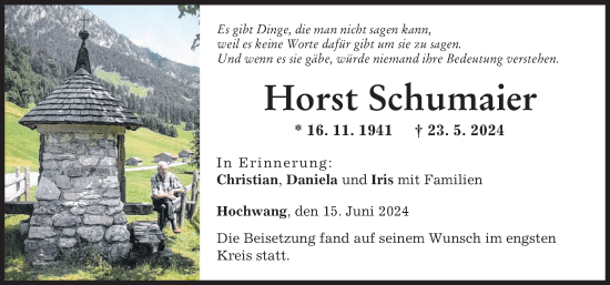 Traueranzeige von Horst Schumaier von Mittelschwäbische Nachrichten, Günzburger Zeitung
