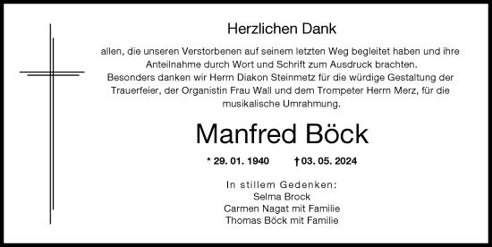 Traueranzeige von Manfred Böck von Günzburger Zeitung