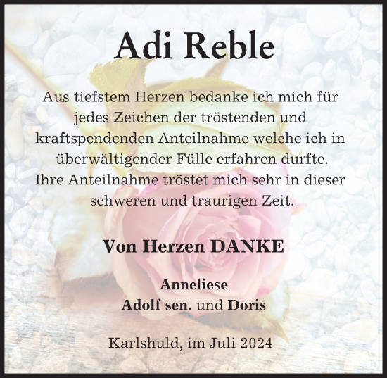 Traueranzeige von Adi Reble von Neuburger Rundschau