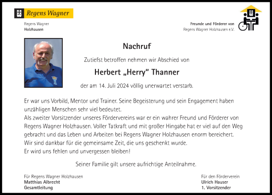 Traueranzeige von Herbert Thanner von Landsberger Tagblatt