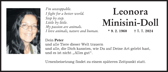 Traueranzeige von Leonora Minisini-Doll von Landsberger Tagblatt