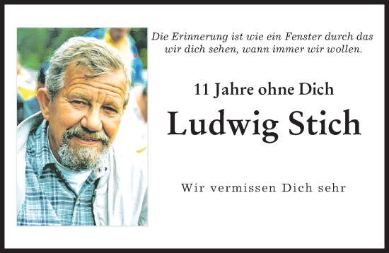 Traueranzeige von Ludwig Stich von Augsburger Allgemeine