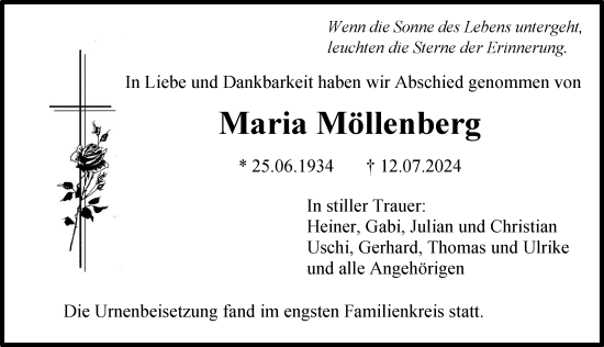 Traueranzeige von Maria Möllenberg von Illertisser Zeitung