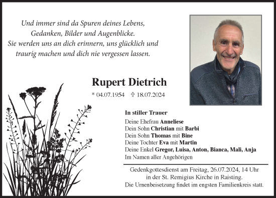 Traueranzeige von Rupert Dietrich von Ammersee Kurier