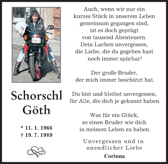 Traueranzeige von Schorschl Göth von Landsberger Tagblatt