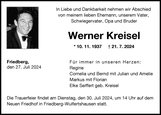 Traueranzeige von Werner Kreisel von Augsburger Allgemeine