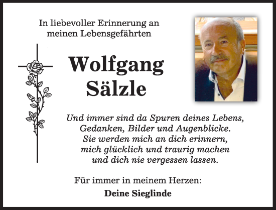 Traueranzeige von Wolgang Sälzle von Mindelheimer Zeitung