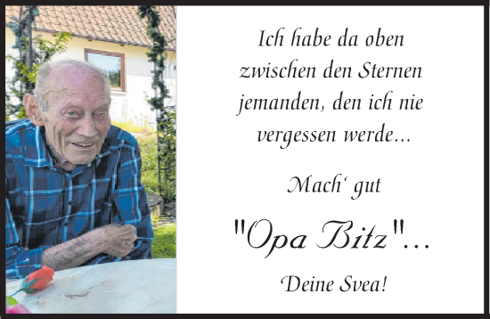 Traueranzeige von Bitz  von Donauwörther Zeitung