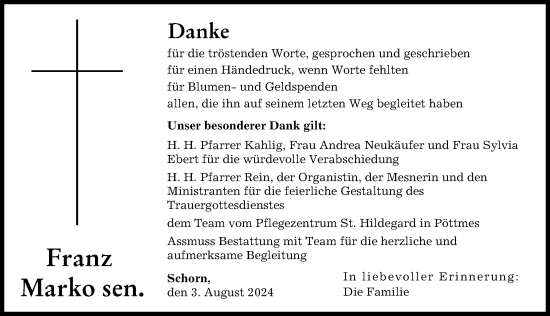 Traueranzeige von Franz Marko sen. von Neuburger Rundschau