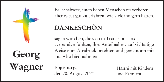Traueranzeige von Georg Wagner von Donau Zeitung