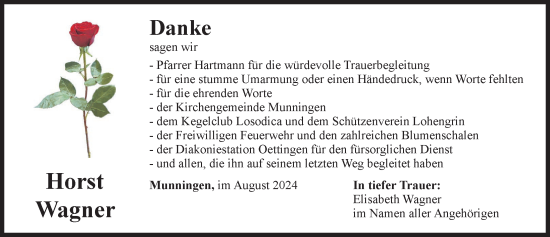 Traueranzeige von Horst Wagner von Rieser Nachrichten