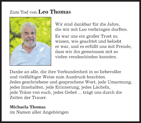 Traueranzeige von Leo Thomas von Donau Zeitung