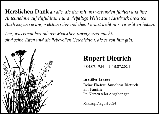 Traueranzeige von Rupert Dietrich von Ammersee Kurier