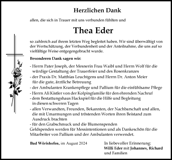 Traueranzeige von Thea Eder von Mindelheimer Zeitung