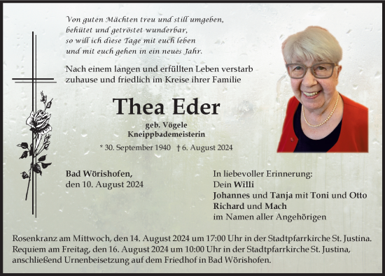 Traueranzeige von Thea Eder von Mindelheimer Zeitung