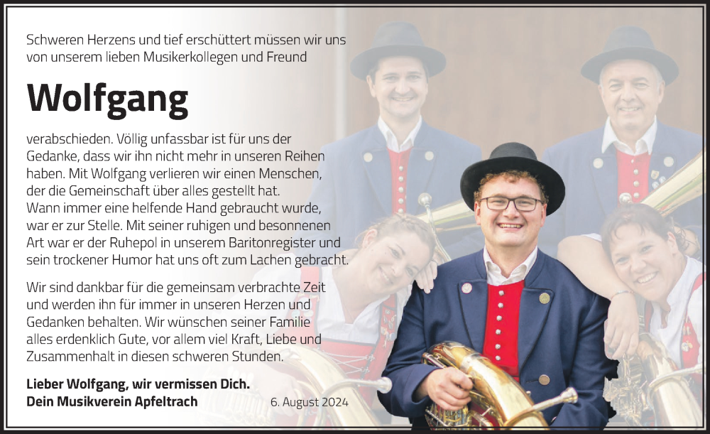  Traueranzeige für Wolfgang Maier vom 06.08.2024 aus Mindelheimer Zeitung