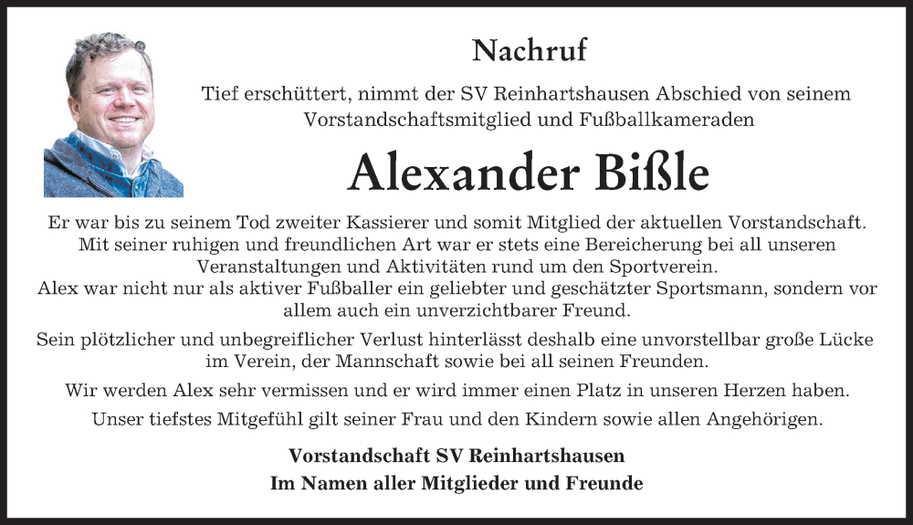  Traueranzeige für Alexander Bißle vom 26.09.2024 aus Schwabmünchner Allgemeine