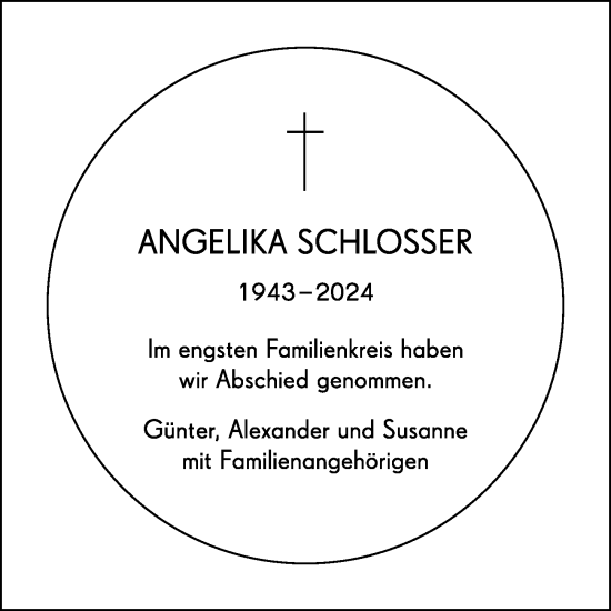 Traueranzeige von Angelika Schlosser von Mittelschwäbische Nachrichten