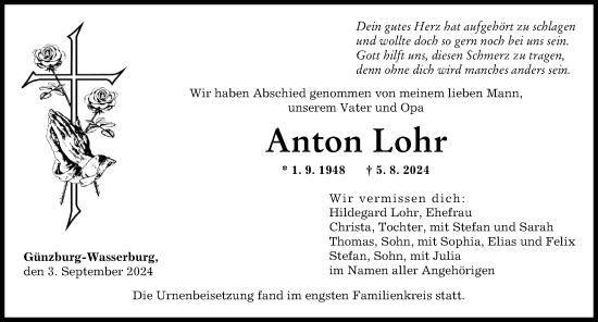 Traueranzeige von Anton Lohr von Günzburger Zeitung