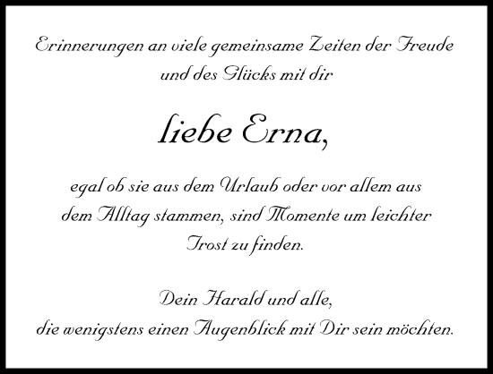 Traueranzeige von Erna  von Augsburger Allgemeine