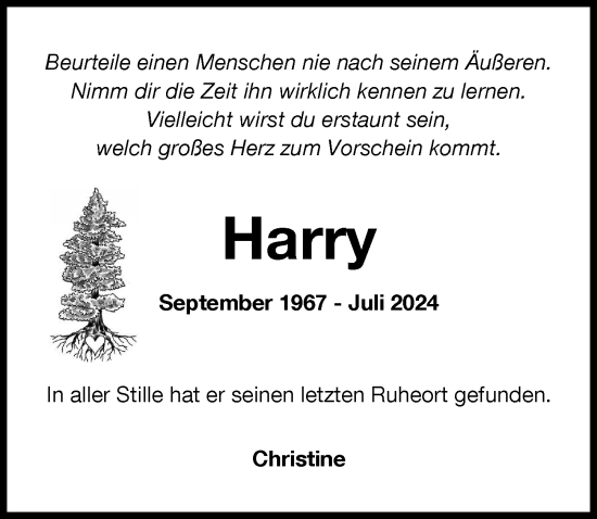 Traueranzeige von Harry  von Schwabmünchner Allgemeine