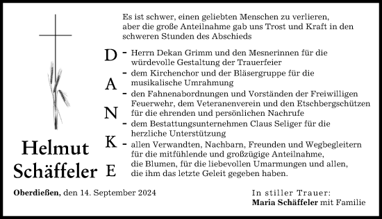 Traueranzeige von Helmut Schäffeler von Landsberger Tagblatt