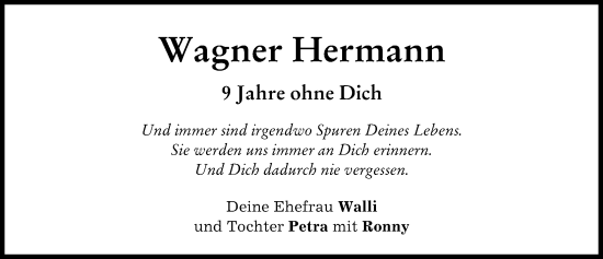 Traueranzeige von Hermann Wagner von Schwabmünchner Allgemeine