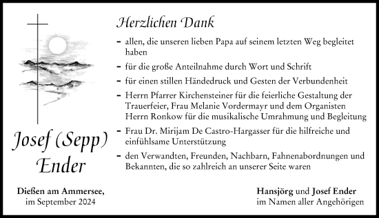Traueranzeige von Josef Ender von Landsberger Tagblatt