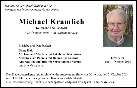 Traueranzeige von Michael Kramlich von Neuburger Rundschau