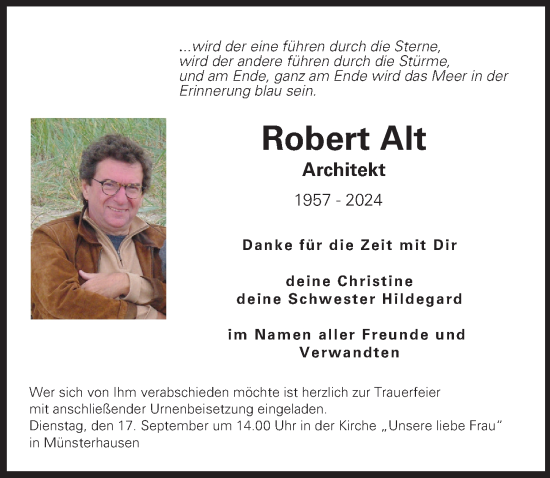 Traueranzeige von Robert Alt von Mittelschwäbische Nachrichten, Augsburger Allgemeine