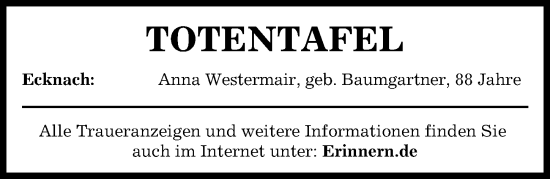 Traueranzeige von Totentafel vom 11.09.2024 von Aichacher Nachrichten
