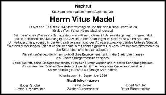 Traueranzeige von Vitus Madel von Günzburger Zeitung