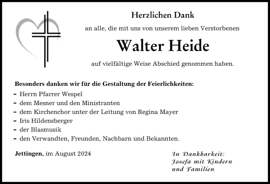 Traueranzeige von Walter Heide von Günzburger Zeitung