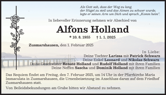 Traueranzeige von Alfons Holland von Augsburg-Land