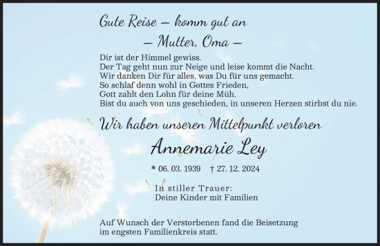 Traueranzeige von Annemarie Ley von Günzburger Zeitung