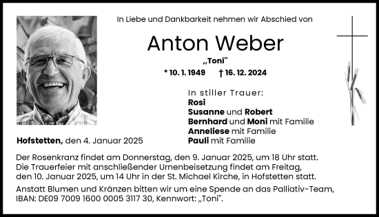 Traueranzeige von Anton Weber von Landsberger Tagblatt