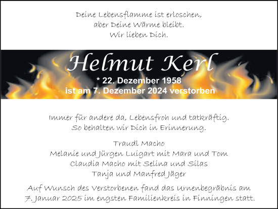 Traueranzeige von Helmut Kerl von Augsburger Allgemeine, Neu-Ulmer Zeitung